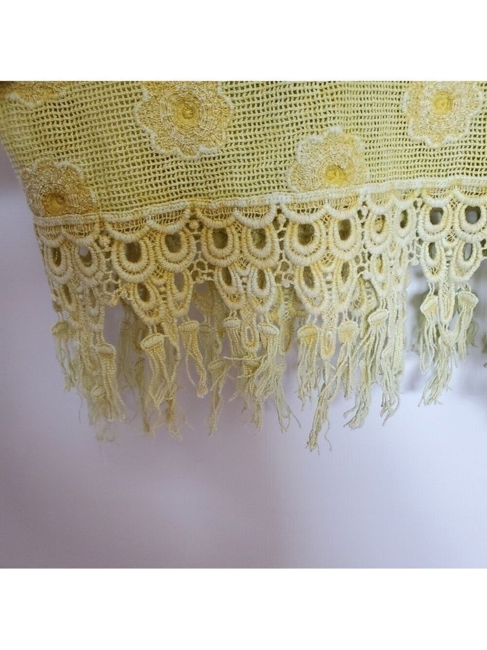 LANGUAGE DRESS SLEEVELESS FRINGE MUSTARD YELLOW EMBROIDERED FLORAL WOMANS ( XL ) - Picture 9 of 15